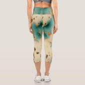 Leggings Capri Cream Gold Turquoise Cowhide Animal (Verso)