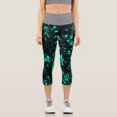 Leggings Capri Creative Black Mint Paint Splatter Artistic Splash (Recto)