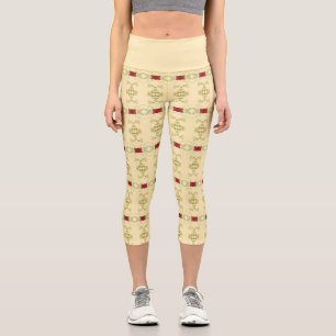 Leggings Capri Crème Avec Motif Floral