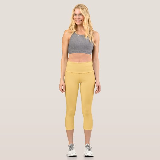 Leggings Capri Crème de prairie solide jaune (Recto)