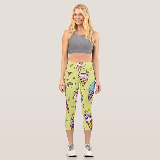 Leggings Capri Crème glacée Pop Cute : Motif animal (Recto)