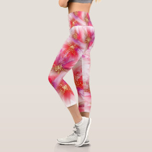 Leggings Capri Crimson d'araignée sauvage Encre d'alcool florale