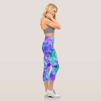 Leggings Capri Cristal violet et Turquoise - Joli jambon Capris