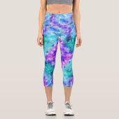 Leggings Capri Cristal violet et Turquoise - Joli jambon Capris (Recto)