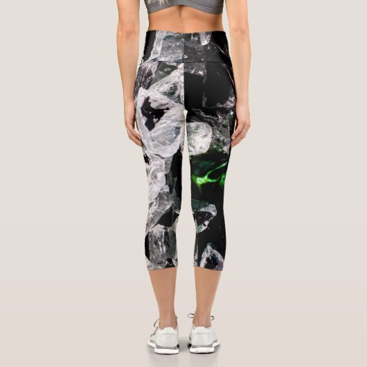 Leggings Capri Cristaux blancs dans l'espace extérieur noir (Verso)