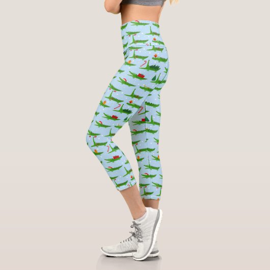 Leggings Capri Crocodiles festifs dans les costumes de Noël Motif (Gauche)