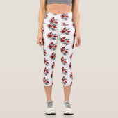 Leggings Capri Croissant mécanique avec roses rouges (Recto)