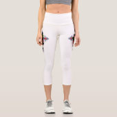 Leggings Capri Croix d'argent avec une rose rouge (Recto)