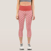 Leggings Capri Croix Motif diagonale Rouge Blanc (Recto)