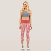 Leggings Capri Croix Motif diagonale Rouge Blanc (Recto)