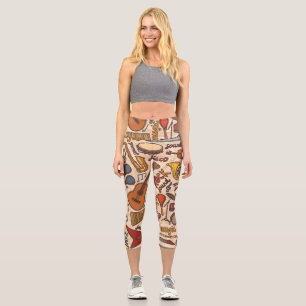 Leggings Capri Croquis Musical : Colorful Vintage sans couture.