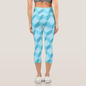 Leggings Capri Cubes bleu Aqua 3D géométriques (Verso)