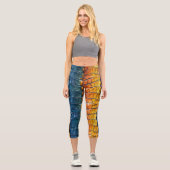 Leggings Capri Cuir Reptile bleu jaune (Recto)