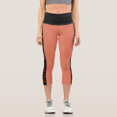Leggings Capri Custom Fitness Studio Name Black Stripe Orange (Recto)