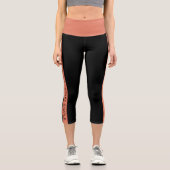 Leggings Capri Custom Fitness Studio Slogan Orange Stripe Black (Recto)