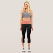 Leggings Capri Custom Fitness Studio Slogan Orange Stripe Black (Recto)