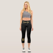 Leggings Capri Custom Modern QUEEN BEE Gold & Black Yoga Women (Recto)