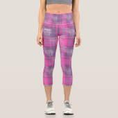 Leggings Capri Custom preppy pink purple horse tartan (Recto)