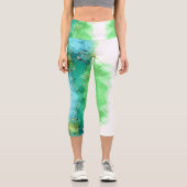 Leggings Capri Customizable Aqua Blue Green High Waisted Capris (Recto)