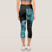 Leggings Capri Customizable Black and Blue High Waisted Capris (Verso)