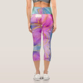 Leggings Capri Customizable Blue Purple Gold High Waisted Capris (Verso)