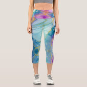 Leggings Capri Customizable Blue Purple Gold High Waisted Capris (Recto)