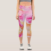 Leggings Capri Customizable Pink and Orange High Waisted Capris (Recto)
