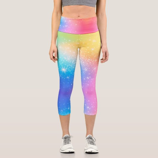 Leggings Capri Customizable Rainbow High Waisted Capris (Recto)