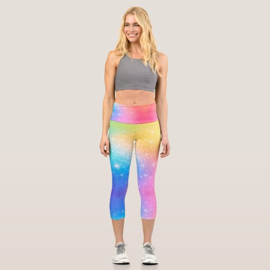 Leggings Capri Customizable Rainbow High Waisted Capris (Recto)
