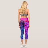 Leggings Capri Cute bleu violet rose Abstrait Motif Grunge (Verso)