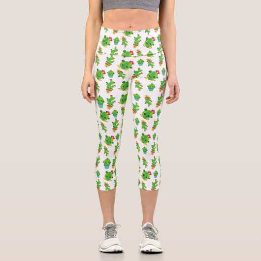 Leggings Capri Cute Cactus, Green Cactus, Motif Cactus (Recto)