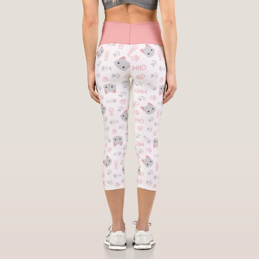 Leggings Capri Cute chat et os de poisson (Verso)