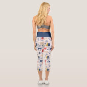 Leggings Capri Cute Coloré Botanique Floral Chat (Verso)