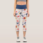Leggings Capri Cute Coloré Botanique Floral Chat (Recto)