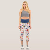 Leggings Capri Cute Coloré Botanique Floral Chat (Recto)