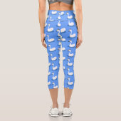 Leggings Capri Cute cygne blanc avec dessin de la couronne (Verso)