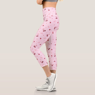 Leggings Capri Cute Girls Pink Bows and Cherries