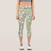 Leggings Capri Cute Kawaii amis animaux en Pastel Motif vert (Recto)