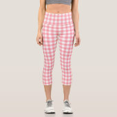 Leggings Capri Cute Moderne Fille Rose Blanc En vichy Plaid (Recto)