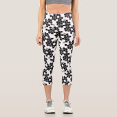 Leggings Capri Cute noir blanc hex données motif cravate (Recto)