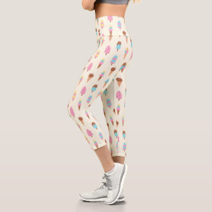 Leggings Capri Cute Pastel Motif de crème glacée