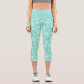 Leggings Capri Cute Paws Pattern Mint (Recto)