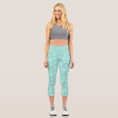 Leggings Capri Cute Paws Pattern Mint (Recto)