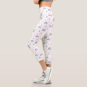 Leggings Capri Cute Rainbows & Hearts Motif
