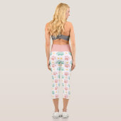 Leggings Capri Cute Rose n Bleu Empreinte de patte Pet Lover (Verso)