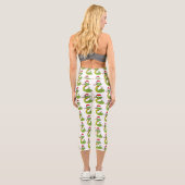 Leggings Capri Cute serpent vert avec chapeau santa dessin animé (Verso)