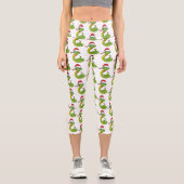 Leggings Capri Cute serpent vert avec chapeau santa dessin animé (Recto)