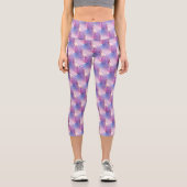 Leggings Capri Cute Unicorne Blanche Avec Rose & Bleu Mane (Recto)