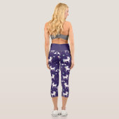 Leggings Capri Cute Violet Arc-En-Ciel Coeurs Et Étoiles Unicorne (Verso)