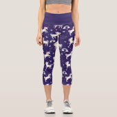 Leggings Capri Cute Violet Arc-En-Ciel Coeurs Et Étoiles Unicorne (Recto)